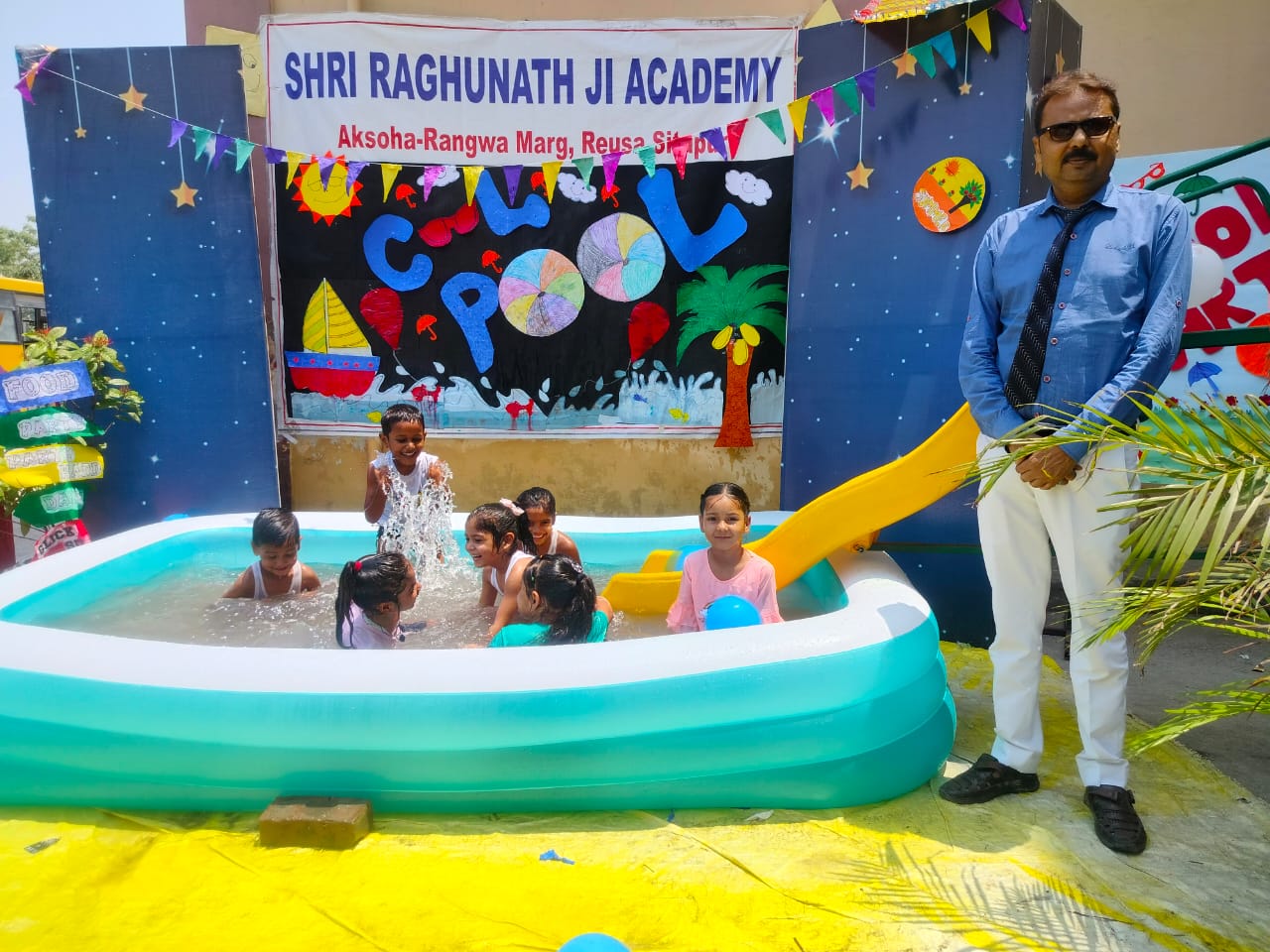 Students splashing in Cool Pool at SRJ Academy