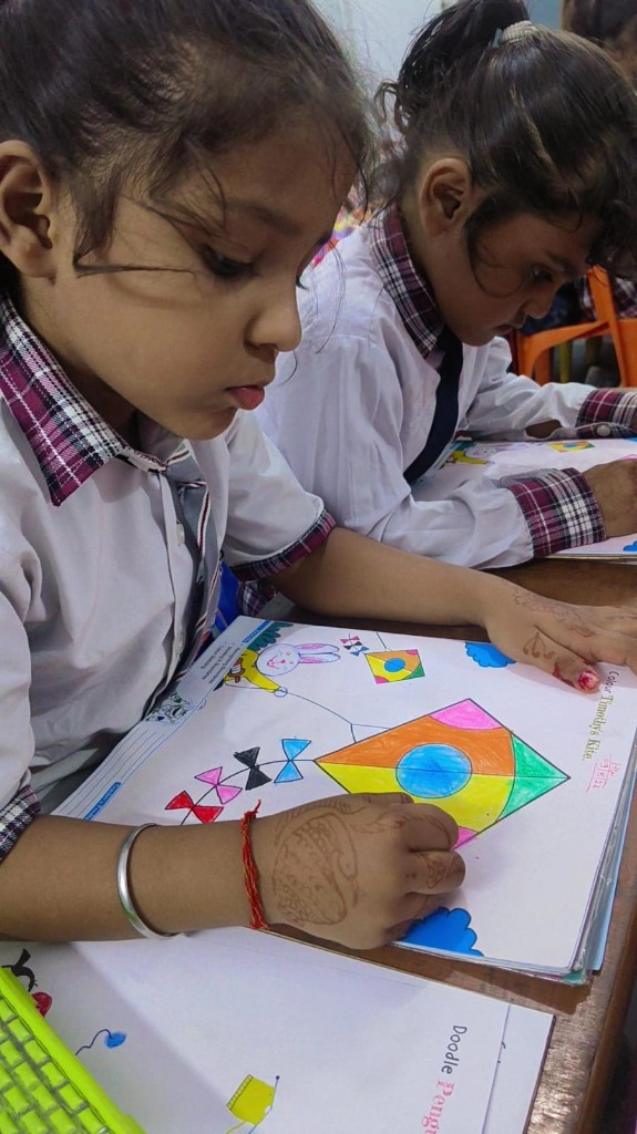 SRJ Academy girls colouring kite workbook